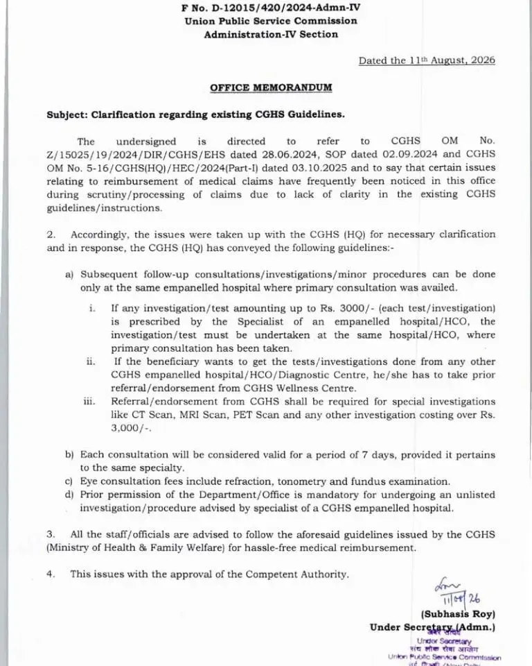 CGHS Follow-Up Consultation Rules: New Clarification