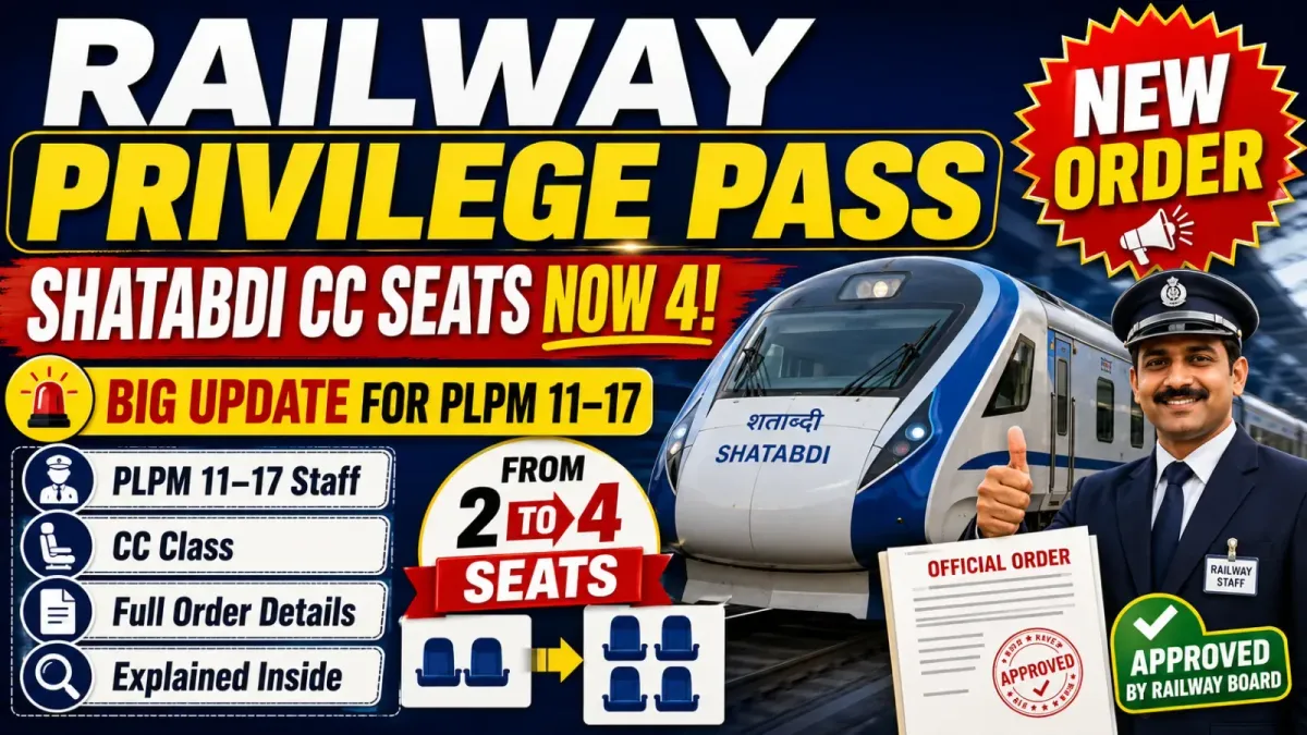 Railway Privilege Pass: Shatabdi CC Seats Now 4