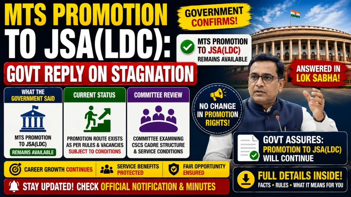 MTS Promotion to JSA: Govt Reply on Stagnation